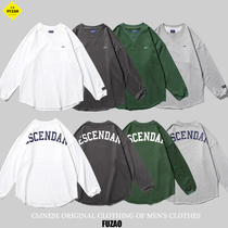 Japanese retro Xishan Che arc hem thin clothes tide men round neck Yu Wenle tide couple autumn coat