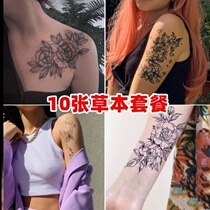 Herbal hand back tattooed with male waterproof juice Flower Hand Permanent Washable Arm Grass Wood Flowers 2 Weeks Women Society
