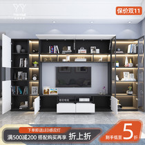 Solid Wood TV cabinet combination wall cabinet Chinese living room multifunctional storage background cabinet modern simple assembly film and television cabinet