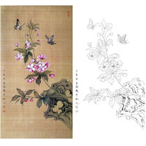  Gongbi painting white sketch background draft Chu Yanchun retro style flowers and birds hook line physical print draft size optional CY05
