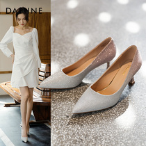 Daphne High Heels Shoes Woman 2022 New Fine Heel Crystal Shoe Bridesmaid Wedding Shoes Woman Single Shoe Summer 100 Hitch Woman Shoes