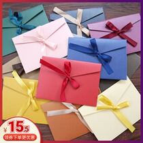 Custom#Creative color thickened ribbon bow pearlescent paper Special paper Western-style small fresh envelope short section