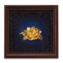 Three-dimensional gold foil painting gift peony modern living room simple decorative painting national color Tianxiang home accessories hanging painting mural