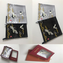 Chinese National style silk handkerchief embroidered crane embroidery couple square scarf silk adult Su embroidery triangle towel
