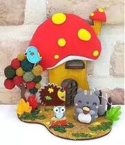 Children Halloween Creative clay Special wood Cubism white embryogenic house Mushroom House DIY Fine Art Material