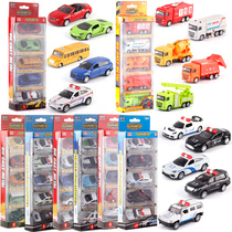 1:64 Metal pocket car Alloy car model Drop-resistant mini police car Childrens toy sports car pullback car set car