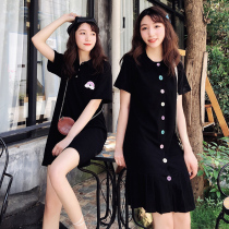 Summer 2021 New French chiffon fried street jumpsuit skirt thin size womens fat mm sweet and spicy little black dress