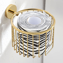 Full Copper Paper Towel Rack Free of perforated gold Toilet Paper Handbasket Wall-mounted Toilet Roll Paper Toilet Paper shelf
