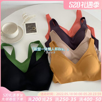 Fixed cup No-scar lingerie female slim large breasted with small steel ring bra vest one-piece not removable chest cushion
