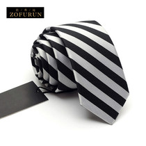 ZOFURUN men's youth business leisure narrow version 6cm tie Korean version fashion trend black and white striped gift box