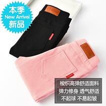  Girls pencil pants Spring and Autumn thin section wild childrens elastic tight little feet pants slim black w color wear base