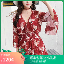 Sexy swimsuit womens 2021 new bikini three-piece set long-sleeved dress bathing hot spring Korean small fragrance swimsuit