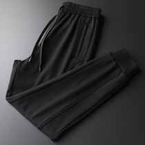 Autumn and winter plus velvet padded sweatpants mens cotton knitted casual pants small feet closing loose pants stretch pants