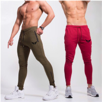 Summer thin muscle male brothers sports trousers mens stretch cotton fitness pants zipper pocket squat training