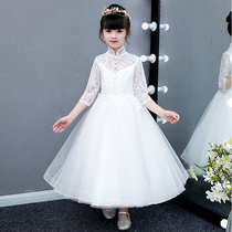  Flower girl dress Childrens wedding dress Girl princess dress puffy yarn small host piano performance dress Evening dress summer