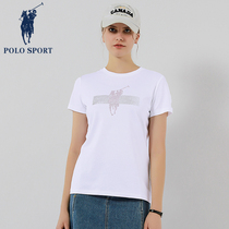 Polo Sport womens short sleeves summer new cotton gas tops leisure and style white t-shirt tide