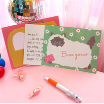 Cartoon Cute Little Fresher Letter Paper Envelope Suit Writing a message greeting card Greeting Card Lovers Write a message Small letter paper Envelope Gift Posting Card Kitty Letters Paper Cards