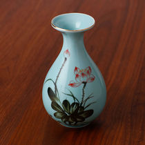 Porcelain lotus hand-painted lotus vase in front of the Buddha ceramic Guanyin trumpet Shen Fengtang living room flower arrangement