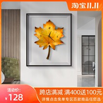 Maple leaf wall clock living room background wall clock home atmospheric clock fashion decoration wall hanging watch creative art clock