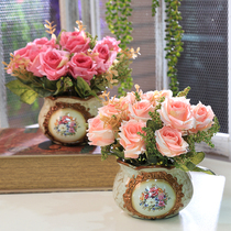 European retro simulation rose suit Indoor living room dry bouquet decoration Coffee table dining table fake flower arrangement ornaments