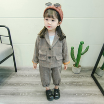 Girls  autumn suit suit Baby 1 1 3 2 2 3 4 5-year-old little girl foreign style childrens clothes spring and autumn tide
