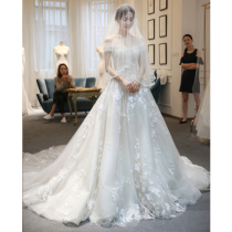 Light wedding dress 2018 new bride wedding long tail Moren princess dream simple shoulder thin female