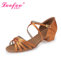 Latin dance shoes female children less children Soft bottom and low flat heel dance shoes autumn winter style satin finish shoes dancing shoes L7