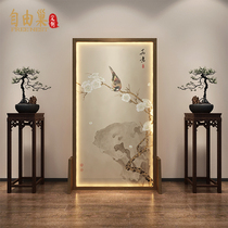 New Chinese style luminous screen decoration living room hotel tea room custom solid wood partition can be customized company LOGO