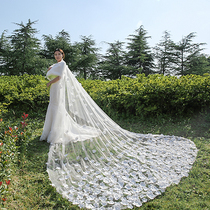 Head yarn new Korean bridal 3 m extra-long petals wedding dresses Elegant Bridal Wedding Dresses Trailing head yarns