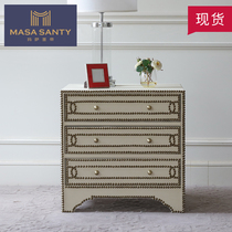 American Countryside Beige Hard Bunk Bed Head Cabinet Designer Side Cabinet Rivet Minima Modern Bedroom Guest Furniture Custom