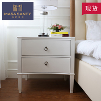 Simple modern bedside table bedroom Nordic white solid wood small apartment bedside storage drawer light luxury Masa Holy Emperor