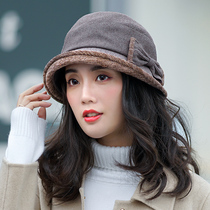 Hats female autumn and winter Korean version of Joker elegant bow curled cap hat fashion warm ear fisherman hat female winter