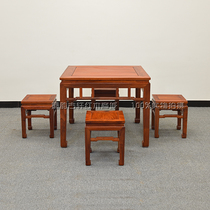 Burmese pear square table five-piece mahogany Chinese style solid wood large fruit red sandalwood square casual dining table and stool combination