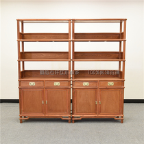 Mahogany furniture Burmese pear study bookshelf Chinese style bookcase all solid wood bookcase display rack shelf