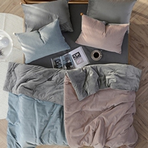 South Korea imported pink two-color derivative seam super soft short velvet double-sided bedding 3-piece quilt spring and autumn bedding kit
