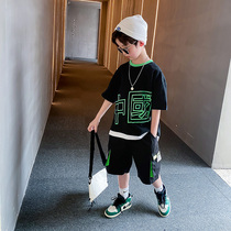 Boy summer suit 2021 New Tide big boy short sleeve handsome children boy Net Red 13 years old foreign summer