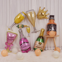 Birthday Decorated Balloon Scene Arranged Wine Bottle Wine Glasses Adult Themed Party Gathering Creative Supplies Aluminum Film Balloons