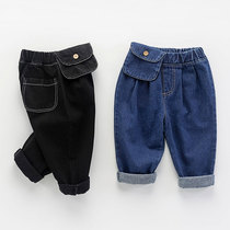 Baby jeans women Spring and Autumn foreign style new 1 a 3 year old boy trousers soft cotton baby pants tide