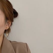 Temperament long round face slim tassel drop eardrop S925 silver needle Korea personality metal sense super versatile ear clip