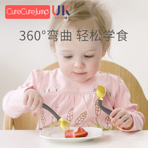 Baby feeding spoon Baby learning to eat training spoon Childrens bendable fork spoon set Childrens elbow soft spoon