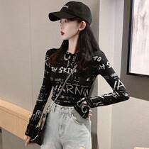 Vanya pure cotton long sleeve T-shirt woman autumn and winter new fashion aeroport wind graffiti printed dirty blouse coat