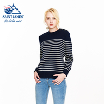 SAINT JAMES St JAMES winter thickened round neck striped pure cardigan thick female loose sweater