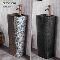 Retro small column Basin new Chinese style column washbasin small apartment outdoor courtyard sink basin floor type