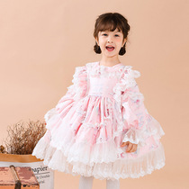 Britains next sara girls dress 2022 spring dress new female baby Lolita Pompon princess dress