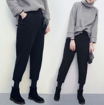 Hong Kong wide leg pants women high waist ankle-length pants radish casual pants autumn winter Harlan woolen pants banana