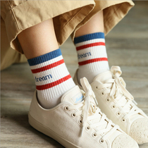 Four seasons cotton mid-tube socks DAY DREAM letters hip hop wild womens socks Student sports socks