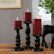 Nordic black retro candlestick ornaments Wrought iron American dining table Candlelight dinner Romantic home scented candle holder