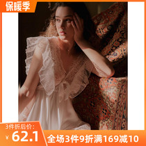 Sleeping fairy sexy pajamas French photo fairy backless lace lace transparent belly white sweet