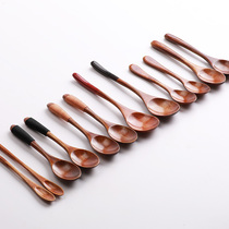  Solid wood spoon Long-handled wooden spoon Korean wooden honey spoon Japanese wooden spoon Wooden spoon for eating