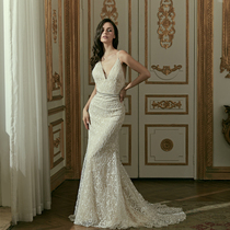 Ruolai original design Aglaia luxury European and American sexy backless slim lace fishtail wedding dress